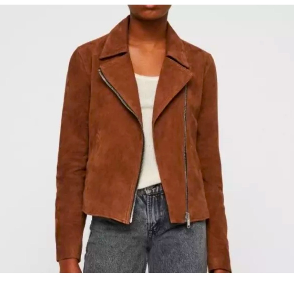 All Saints Vela Biker Jacket Genuine Leather Size 4 retail $450 worn once